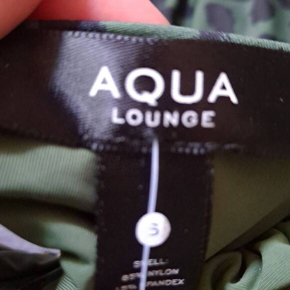 Aqua Lounge Knotted Bandeau Bikini Top Green Black Animal Print Small - Picture 4 of 7